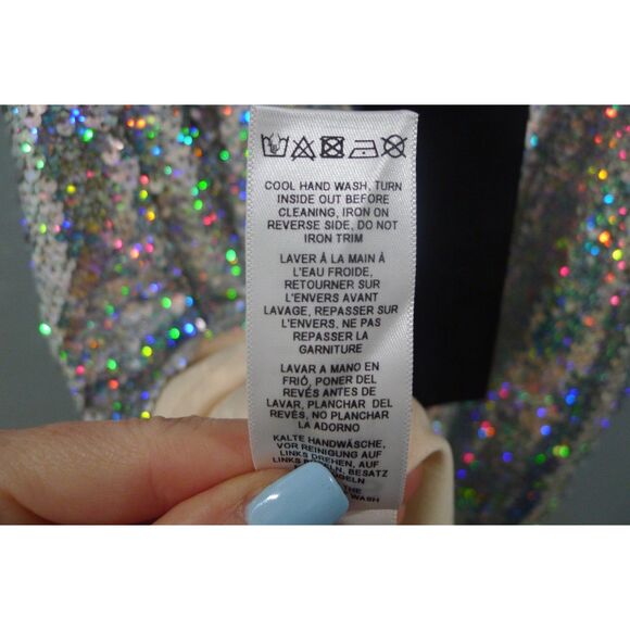 ASOS 80's Sleeve Sequin Iridescent Bow Back Mini Dress 2 - Picture 11 of 12